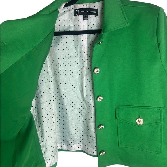 Jules and Leopold Women XL NWT Green Cropped Blazer Jacket Lined Preppy Office - Picture 5 of 11